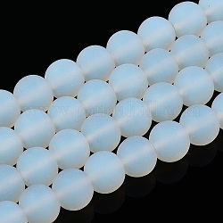 Perles imitation opalite de fils de verre, mat, ronde, fumée blanche, 8~8.5mm, Trou: 1.5mm, Environ 51~53 pcs/chapelet, 14.96 pouce ~ 15.55 pouces (38~39.7 cm)