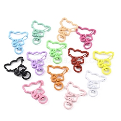 Spray Painted Alloy Swivel Lobster Clasps, Swivel Snap Hook, Cloud, Mixed Color, 37x29x5.5mm