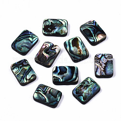 Perles de coquille d'ormeau naturel/coquille de paua, rectangle, colorées, 14.5x10.5x3.5mm, Trou: 1mm