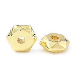 Messing Perlen, Hexagon, echtes 18k vergoldet, 7x6x2.5 mm, Bohrung: 1.5 mm