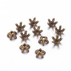 Tibetan Style Bead Caps, Cadmium Free & Nickel Free & Lead Free, Star, Antique Bronze, 7mm in diameter, 4mm thick, hole: 1mm