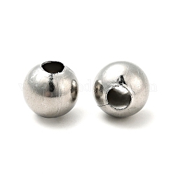 304 Stainless Steel Beads, Round, Stainless Steel Color, 10mm, Hole: 3mm
