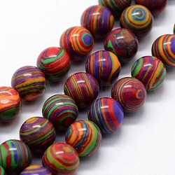 Chapelets de perles en malachite synthétique, teinte, ronde, colorées, 10mm, Trou: 1mm, Environ 38 pcs/chapelet, 14.96 pouce (38 cm)