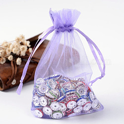 Sacs-cadeaux en organza avec cordon de serrage, pochettes à bijoux, fête de mariage cadeaux de noël sacs-cadeaux, support violet, 15x10 cm