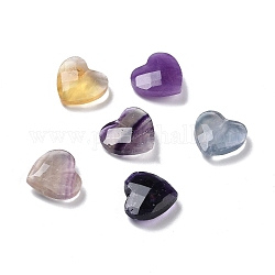 Abalorios naturales fluorita, facetados, medio-perforado, corazón, 12x12x5mm, agujero: 0.8 mm
