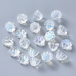 Transparent Spray Painted Glass Beads, AB Color Plated, Lotus Pod, Clear AB, 11x10.5x8mm, Hole: 1mm