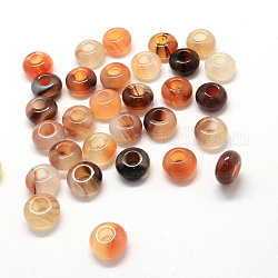 Agate naturelle européenne grand trou perles, rondelle, 13~14x7~8mm, Trou: 5mm
