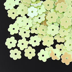 Accessori dell'ornamento, paillette / paillettes in plastica pvc, fiore, verde chiaro, 6x7~7.5x0.4mm, Foro: 1 mm, circa 35000pcs/500g