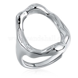 925 anello regolabile ovale in argento sterling rodiato, anello grosso cavo per le donne, platino, misura degli stati uniti 4 1/4 (15mm)
