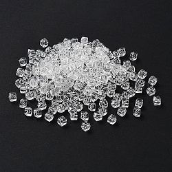 Perles en acrylique transparente, cube, clair, environ 4 mm de large, Longueur 4mm, hauteur de 4 mm , Trou: 1mm, environ 800 pcs/50 g