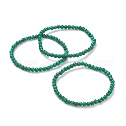 Bracelets extensibles perlés en malachite synthétique, ronde, perles: 4~5 mm, diamètre intérieur: 2-1/4 pouce (5.65 cm)