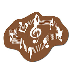 Creative Natural Wooden Wall Hanging Decoration, Wall Art Ornament, with Hook Hanger, Polygon, Musical Note Pattern, 300x230x6mm