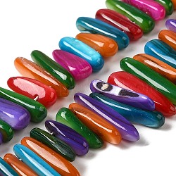 Natural Freshwater Shell Beads Strands, Dyed, Top Drilled, Flat, Colorful, 14~39x4~5x4~7mm, Hole: 1.2mm, about 86~89pcs/strand, 14.96''~15.51''(38~39.4cm)