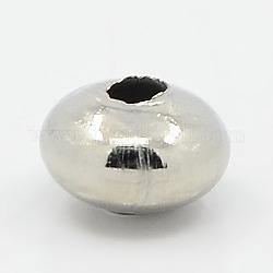 Perlas de espaciador de hierro, rerondana plana, Platino, 8x5mm, agujero: 2 mm
