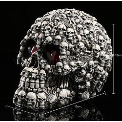 ハロウィンバーの装飾  樹脂の頭蓋骨モデルの彫像  写真小道具  フローラルホワイト  150x40x115mm