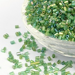 11/0 deux verre taillé perles de rocaille, hexagone, brins.colours arc, verte, taille: environ 2.2mm de diamètre, environ 37500 pcs / livre