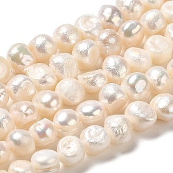 Fili di perle di perle d'acqua dolce coltivate naturali, due lati lucido, grado 2 un, papayawhip, 6~7x7~8x5.5~6mm, Foro: 0.6 mm, circa 50~51pcs/filo, 13.19~13.39 pollice (33.5~34 cm)