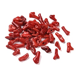 Крашеные чипсы синтетические коралловые бусы нити, Индийская красная, 4~18x2~5x2~4 мм, отверстие : 0.5 мм