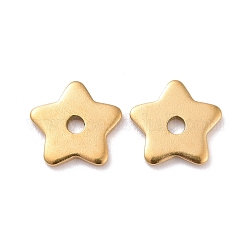 Revestimiento iónico (ip) 304 perlas de acero inoxidable, estrella, dorado, 8x8x1mm, agujero: 1.5 mm