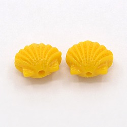 Synthetic Coral Beads, The Undersea World Series, Shell/Scallop, Dyed, Gold, 10x12x6mm, Hole: 1mm
