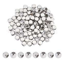 Unicraftale 100Pcs 304 Stainless Steel Beads, Cube, Stainless Steel Color, 4x4x4mm, Hole: 2.5mm