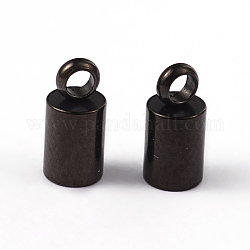 Embouts pour cordon de colonne en 304 acier inoxydable, électrophorèse noir, 8.2x4mm, Trou: 2mm, diamètre intérieur: 3 mm