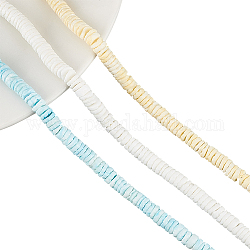 Nbeads 504pcs 3 couleurs perles de coquillage blanc naturel, teinte, perles heishi, Plat rond / disque, couleur mixte, 6~7x1~3mm, Trou: 0.8mm, 168 pcs / couleur