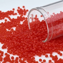 Cuentas de semillas redondas toho, Abalorios de la semilla japonés, (5f) transparente frost light siam ruby, 11/0, 2.2mm, agujero: 0.8 mm, aproximamente 1110 unidades / 10 g