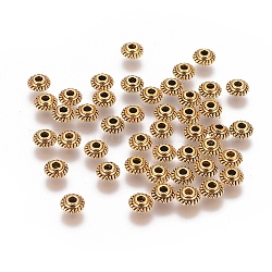 Perline di distanziatore stile tibetano, oro antico, senza piombo & nichel, 5x3mm, foro:1.5mm