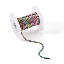 Vacuum Plating 304 Stainless Steel Twisted Chains, Curb Chains, Unwelded, with Spool, Rainbow Color, 4x3x1mm, 5m/roll