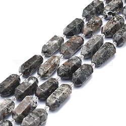 Hebras de cuentas de roca de sienita fluorescente natural (brillan bajo la luz ultravioleta), facetados, puntiaguda / bala de doble terminación, 25~27x13~15x12~13mm, agujero: 1.2 mm, aproximamente 12~13 pcs / cadena, 15.35 pulgada (39 cm)