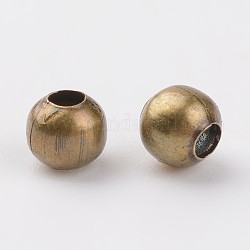 Iron Spacer Beads, Round, Antique Bronze, 3mm in diameter, 3mm thick, Hole: 1.2mm