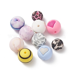Perlas de silicona, diy collares de enfermería haciendo, masticar colgantes para mordedores, redondo, color mezclado, 12~14mm, agujero: 2 mm