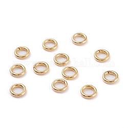 304 Edelstahl Ringe springen, offene Ringe springen, echtes 18k vergoldet, 20 Gauge, 8x0.8 mm, Innendurchmesser: 6.4 mm, ca. 56 Stk. / 5 g