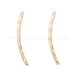Rack Plating Brass Tube Beads, Fancy Cut Curved Beads, Long-Lasting Plated, Cadmium Free & Lead Free, Real 18K Gold Plated, 25x1.5mm, Hole: 0.8mm