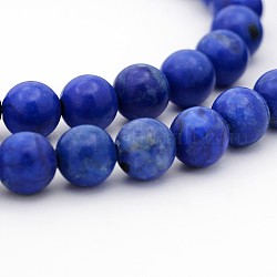 Natural Lapis Lazuli Dyed Round Bead Strandsi, 6mm, Hole: 1mm, about 68pcs/strand, 15.7 inch
