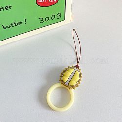 Bagues en silicone pour téléphone portable, cordons courts suspendus à anneau de doigt, motif durian, anneau: 3cm