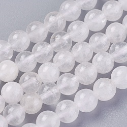 Chapelets de perles en cristal de quartz naturel, perles de cristal de roche, ronde, 6mm, Trou: 1mm, Environ 65 pcs/chapelet, 15.1~15.3 pouce (38.5~39 cm)