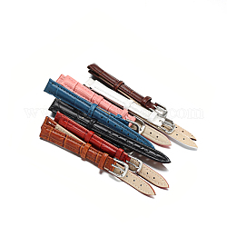 Correas de reloj de cuero, con 304 cierres de acero inoxidable, color mezclado, 82~115x12x3.5~4mm