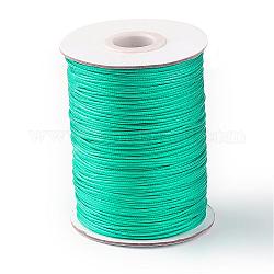 Korean Waxed Polyester Cord, Medium Sea Green, 1mm, about 85yards/roll