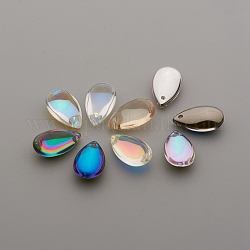 Glass Pendants, Teardrop, Mixed Color, 22x13x8.8mm, Hole: 1.4mm