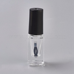 Botella vacía del esmalte de uñas de cristal transparente, con cepillo, Claro, 1.75x1.75x6.1 cm, 3ml / botella