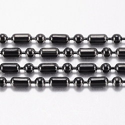 304 из нержавеющей стальной шарик цепочки, с катушкой, овальные и круглые, электрофорез черный, 1.5 mm и 1.5x3 mm, около 32.8 фута (10 м) / рулон