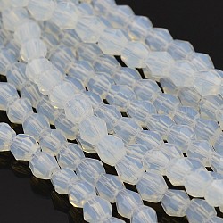 Chapelets de perles opale  , toupie avec facettes, fantôme blanc, 4x4mm, Trou: 1mm, Environ 92~96 pcs/chapelet, 13.78~14.37 pouce