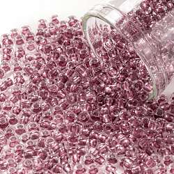 TOHO Round Seed Beads, Japanese Seed Beads, (1015) Blush Lined Crystal, 8/0, 3mm, Hole: 1mm, about 220pcs/10g
