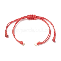 Cordón de poliéster encerado trenzado, con 304 anillos de salto de acero inoxidable, para hacer pulseras de eslabones ajustables, rojo, 12-3/8 pulgada (31.4 cm), agujero: 3.6 mm