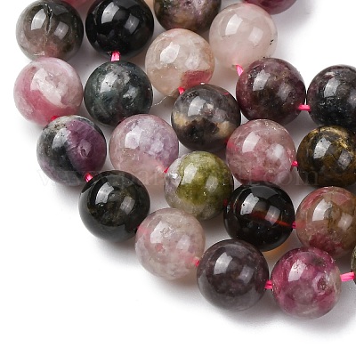 Натуральные разноцветные круглые бусины из турмалина&nbsp;G-I162-01-8mm-1
