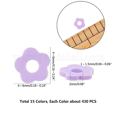 Handmade Polymer Clay Bead Strands, Flower, Mixed Color, 4~6x4~6x1~1.5mm,  Hole: 2mm, 15colors, about 430pcs/color, 6450pcs/box