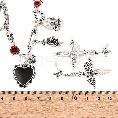 Комплекты из ожерелий и серег-гвоздиков из сплава в тибетском стиле на Хэллоуин&nbsp;LS-SJEW-P006-01AS-1