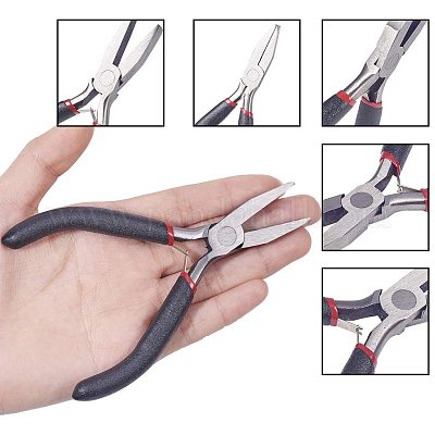 Carbon Steel Flat Nose Pliers for Jewelry Making Supplies, Polishing,  Black, Gunmetal,12.5cm long